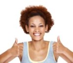 woman with thumbs up