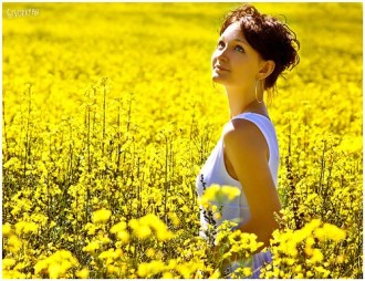 happy-woman in field